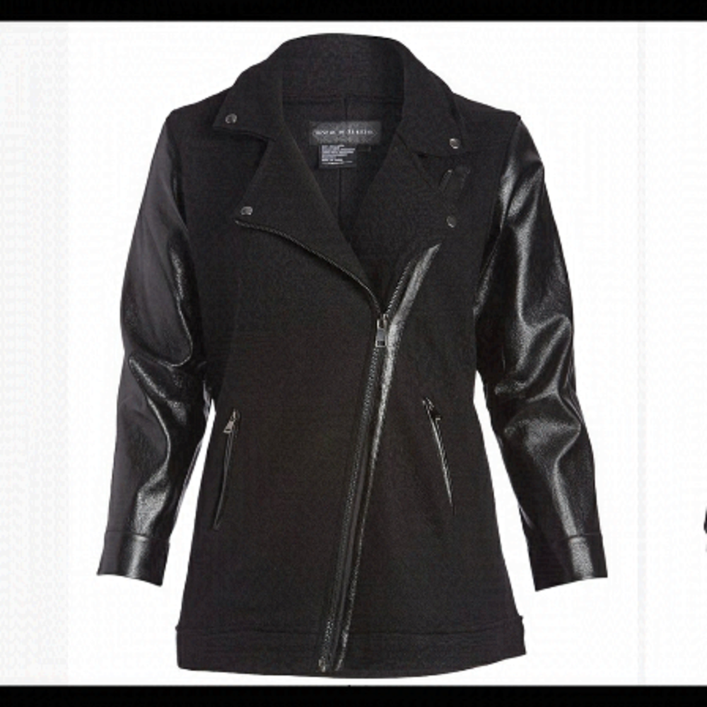 𝅺new Live a Little Black Wool-blend Moto Jacket US S